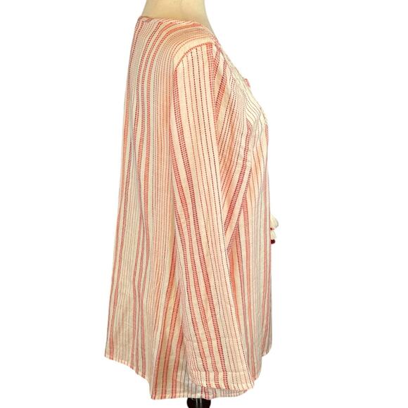 Soft Surroundings Salma Stripes Tunic Top Blouse Embroidered Tassels Medium - Picture 5 of 7